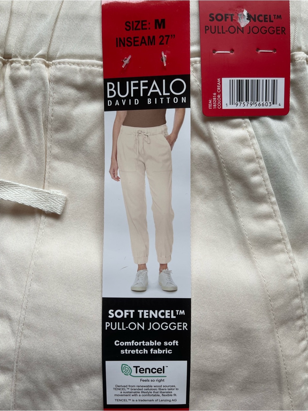Buffalo David Bitton Cream Soft Tencel Pull-On Joggers New With Tags - Medium
